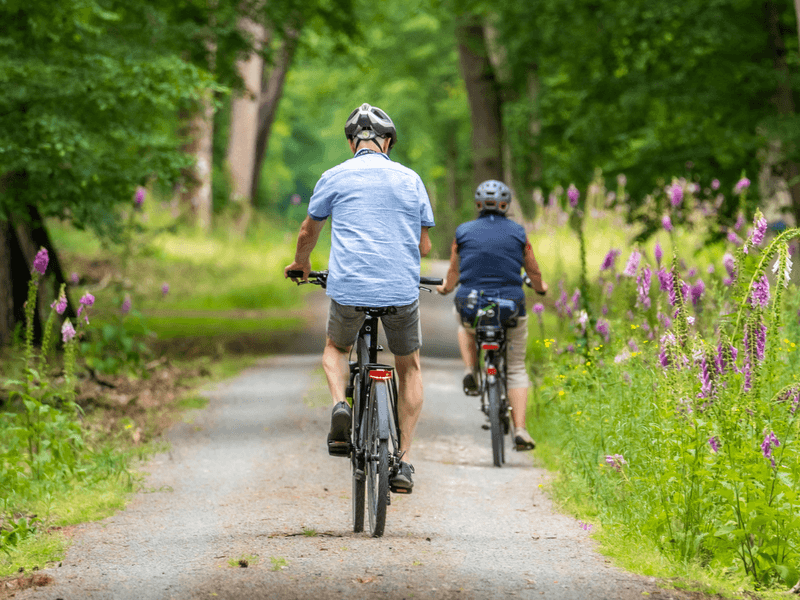 A person in a grey sweater throws autumn leaves into the air, with the falling leaves filling the camera.